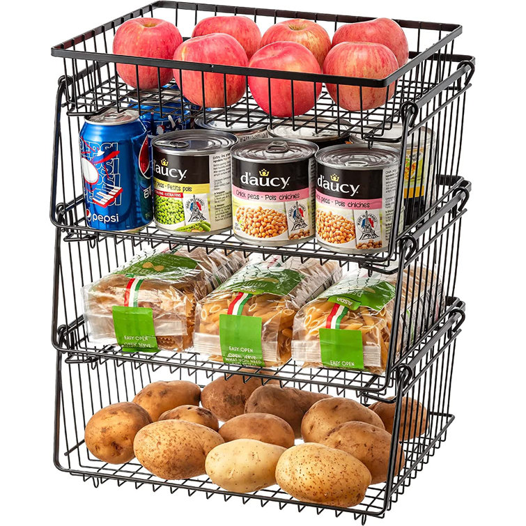 Rebrilliant 4 Tier Large Stackable Baskets Wire Storage Produce Basket
